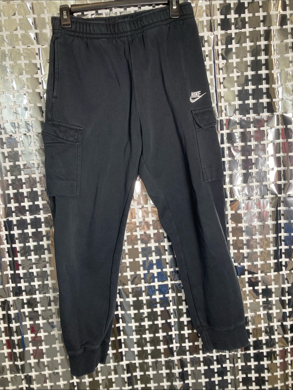 Nike Black Cargo Jogger Pants with White Swoosh